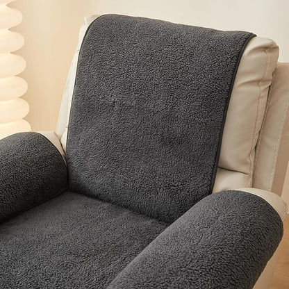 vctops Sherpa Fleece Recliner Chair Cover Super Soft Warm Plush Sofa Slipcover Furniture Protector Non Slip Washable Reclining Chair Cover for Kids, Pets (Dark Grey,30"x91")