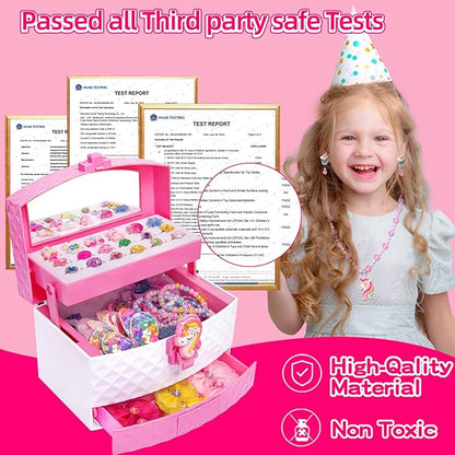 Jewelry Toys for Girls, Adjustable Rings, Bracelets, Necklaces, Butterfly Hair Clips, Toddler Bows, Unicorns Kids Toys Set for Princess Dress Up, Christmas Birthday Gifts, 3 4 5 6 7 8 9+ Year Old Girl