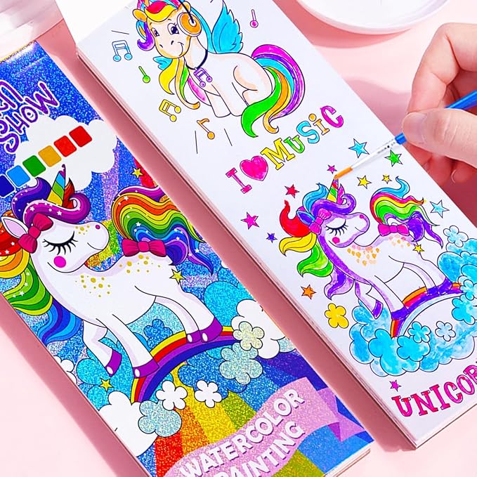 BAOXUE Water Color Paint Sets for Kids, Pocket Watercolor Painting coloring Book, Paint With Water Books for Kids Ages 4-8, Art Craft Set for Girls Boys Drawing with Brush