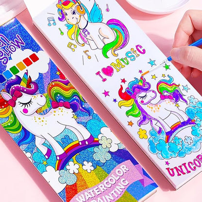 BAOXUE Water Color Paint Sets for Kids, Pocket Watercolor Painting coloring Book, Paint With Water Books for Kids Ages 4-8, Art Craft Set for Girls Boys Drawing with Brush