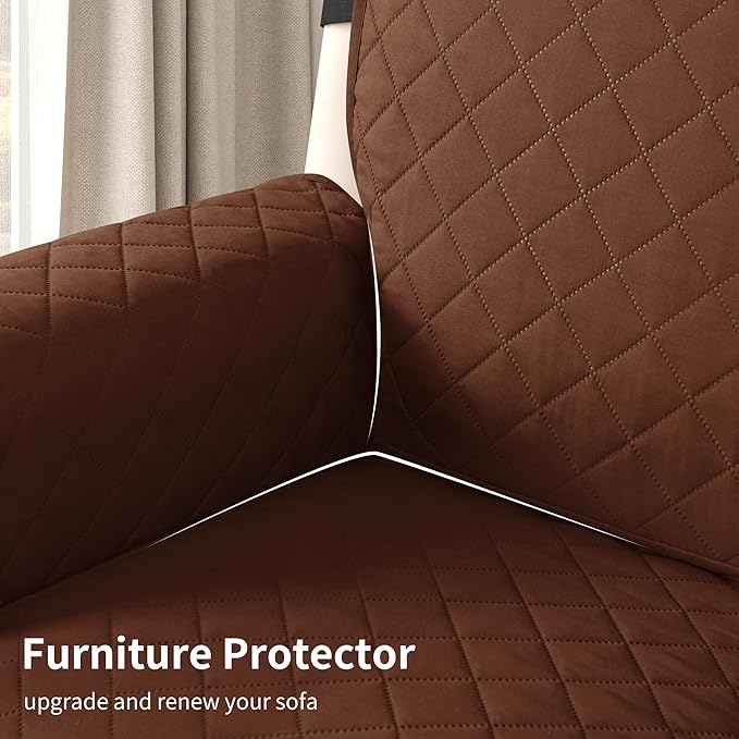 CHUN YI Recliner Chair Cover, Non-Slip Recliner Covers That Stay in Place, Washable Lazy Boy Recliner Covers with Pockets, Water Resistant Recliner Slipcover for Pets (Chocolate, Small Recliner)