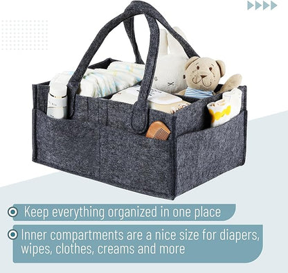 Mr. Pen- Baby Diaper Caddy Organizer, Charcoal Gray, Nursery Storage Bin and Car Organizer for Diapers and Baby Wipes