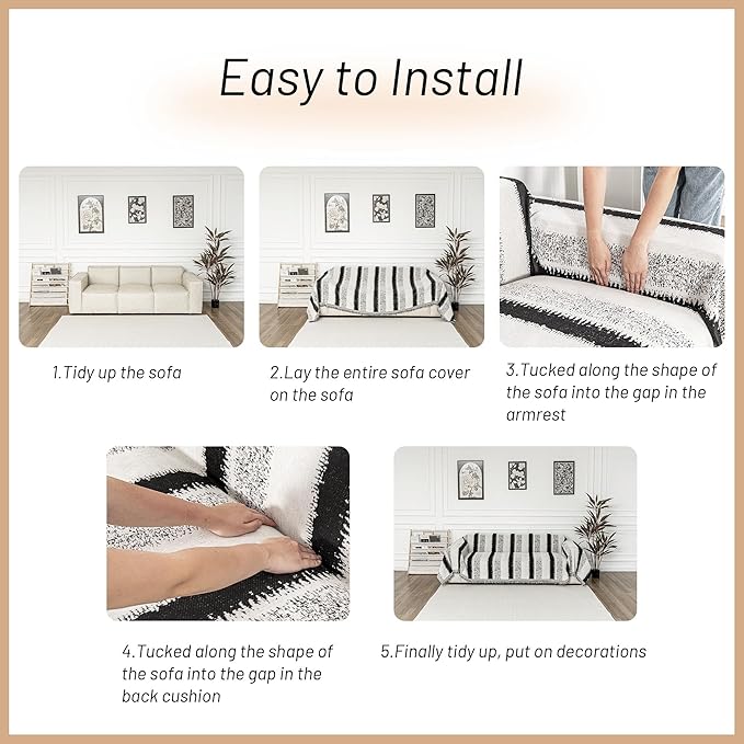 MYSKY HOME Sofa Covers for Sectional Sofa, Couch Cover for Dogs, Throw Couch Covers Loveseat Covers Futon Cover L Shaped Cover Washable Chenille Couch Protector, 71" x 102", Black Star Cluster