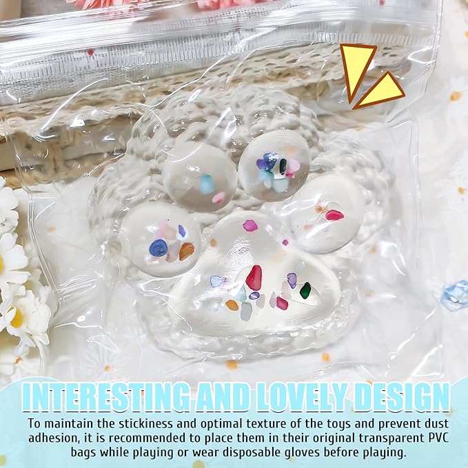 Big Taba Squishy Paw, 4.2in Clear Cat Paw Squeeze Toys, Cute Sticky Squishy Toy, Soft Stress Relief Fidget Sensory Toys, Executive Desk Toys & Party Favors for Kids & Adults