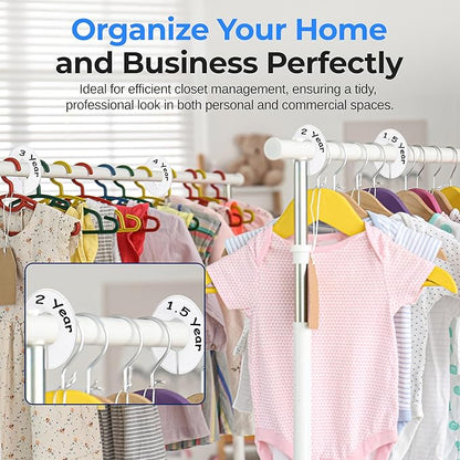 SereneLifeHome 10 Pieces White Plastic Round Hangers - Clothing Rack Size Dividers Closet Organizer/Dividers for Clothing Rack. All White with 1 Bonus Non-Washable Black Marker Pen - SLHASPLT34