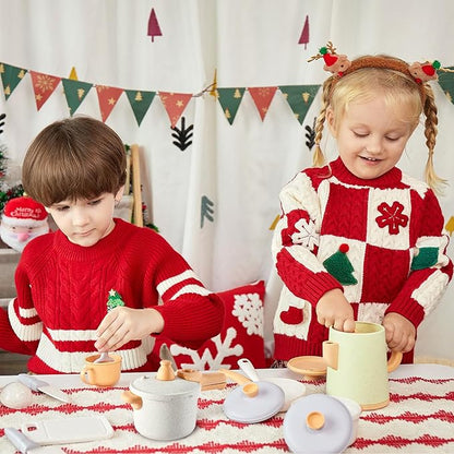 Play Kitchen Pots and Pans Set for Kids, Pretend Role Play Cooking Toys Gifts for Toddlers Girls Boys Ages 3 4 5 6