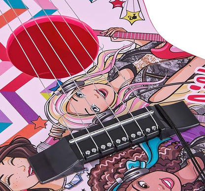 Sakar "Barbie 21"" Kids Guitar Toy GT1-01371 | Inspired Design, Easy-to-Hold, Thin Frets and Low String, Traditional Acoustic Guitar Shape, Secret Stickers, Real Tuning Gears"