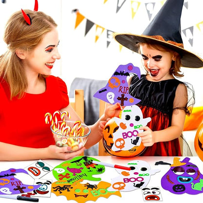 Garma 330PCS Halloween Foam Stickers Set, Pumpkin Ghost Spider Bat Halloween Crafts for Kids DIY Craft Kit Halloween Decorations Party Favors Supplies