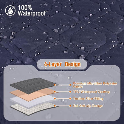 VANSOFY 100% Waterproof Recliner Chair Covers, Recliner Cover Non-Slip Dog Chair Cover Furniture Protector Washable Slipcover with Pocket, Elastic Straps for Pets, Dogs(Dark Blue, 28")