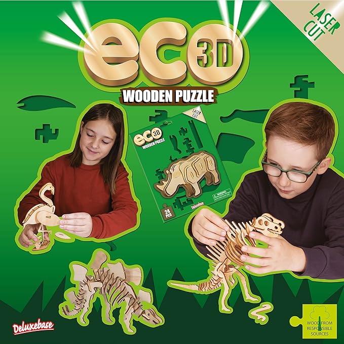 Eco 3D Wooden Puzzle Parrot from Deluxebase. Animal Themed DIY 3D Puzzle Craft Kit. Sustainable Wood Jungle Animal Toys. Perfect Model Building Kits for Educational Toys and Kids Party Favors