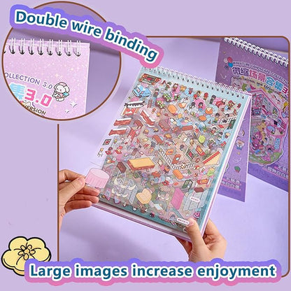 Large Sticker Book Collection, 700+ DIY 3D Sticker Scenes, Premium Reusable Craft Kit for Stress Relief, Mix and Match Creative Sets to Make Stickers for Gifts and Therapy [Lavender]
