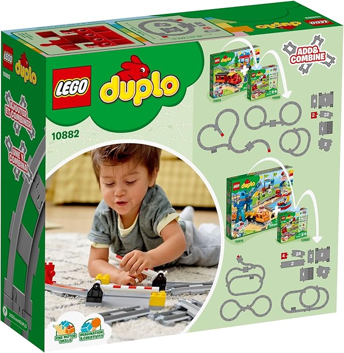 LEGO DUPLO Town Train Tracks Expansion Set 10882 - Building Block Railway Toys for Toddlers, Duplo Train Collection, Learning Through Play, Kid-Friendly Gifts for Boys and Girls Ages 2-5