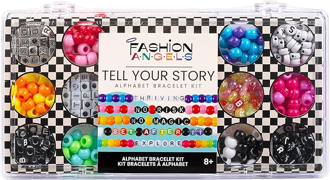 Fashion Angels Alphabet Bead Kit, 500+ Colorful Charms and Beads With Small Bead Organizer - Preppy Bracelet Making Kit for Teen Girls, Recommended for Ages 8 And Up