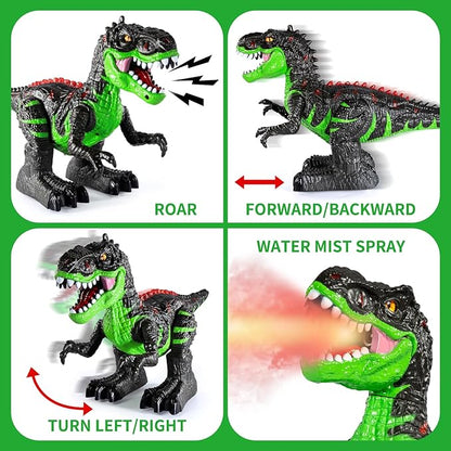 Remote Control Dinosaur Toy for Boys Kids 3-5 5-7 Years, RC Walking T-Rex Dino Robot Toy with Water Mist Spray, Lights and Sounds, Rechargeable Battery, 3 4 5 6 7 8 Years Old Boy Girl Birthday Gift