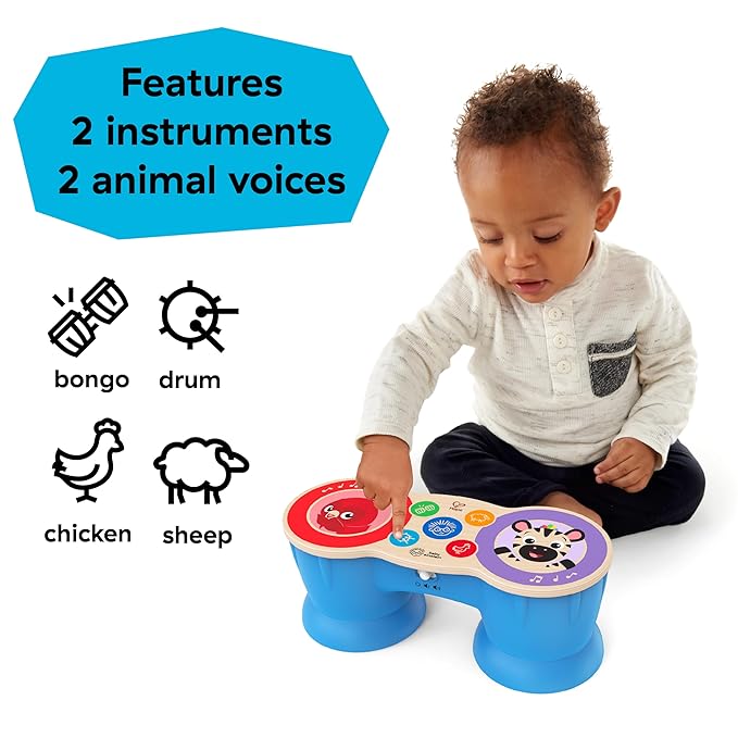 Baby Einstein Upbeat Tunes Magic Touch Wooden Drum Musical Toy, Ages 6 Months +