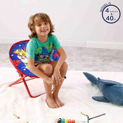 Idea Nuova Paw Patrol Chase, Rubble and Marshall Toddler 19” Folding Saucer™ Chair with Metal Frame, Ages 3+