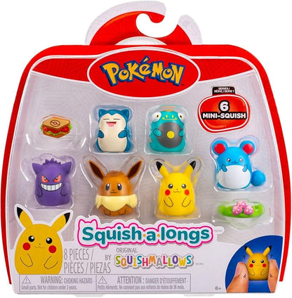 Squish-a-longs Pokémon Mini-Squish 6-Pack (Gengar, Pikachu, Snorlax, Eevee, Bellibolt, Marill) (Amazon Exclusive)