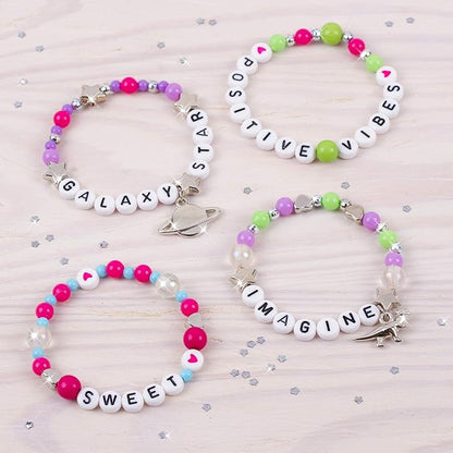 Make It Real: Block ‘N Rock Bracelets Kit - Create 4 Unique Letter Charm Bracelets, 147 Pieces, Includes Play Tray, All-In-One, DIY Bead Jewelry Kit, Tweens & Girls, Arts & Crafts, Kids Ages 8+