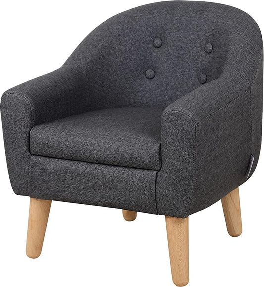 Single PVC Kids Sofa Chair, Toddler Sofa Couch with Wooden Legs, Ideal Children Armchair for Children Gift (Gray)