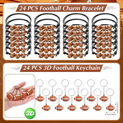 Aoriher 194 Pcs Football Party Favors Set Sport Silicone Bracelet Sport Car Keychain Whistle for Girls Boys Birthday Gifts Sport Themed Party Supplies