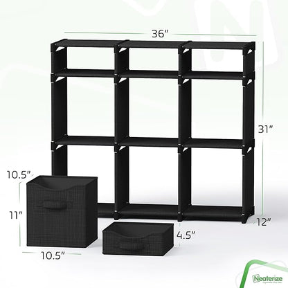 Cube Storage Organizer with Storage Bins Included - The Perfect Closet Organizers and Storage Solution. Includes 9 Storage Cubes, Great For Toy Storage, Closet Storage, Clothes Storage (Black)