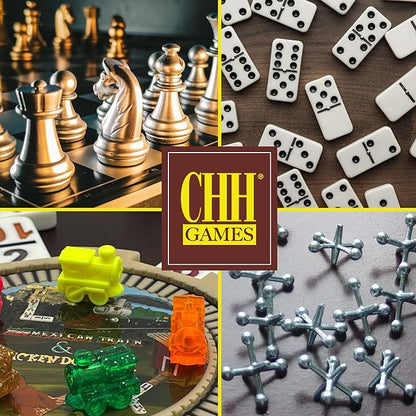 Double 15 Numeral Pro Size Mexican Train & Chicken Domino Set in Aluminum Case