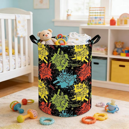 Game hamper,Waterproof foldable Kids laundry basket,Nursery Hamper,Games Room decor,Toy organizer,clothes basket(Game)