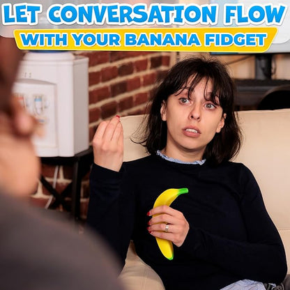 Tesorrio Fake Banana Stress Relief Fidget – 6.7 x 1.4 in Soft PU Foam Desk Accessory | Lightweight Squeeze Fidget for Adults | Novelty Office Decor & Relaxation Tool