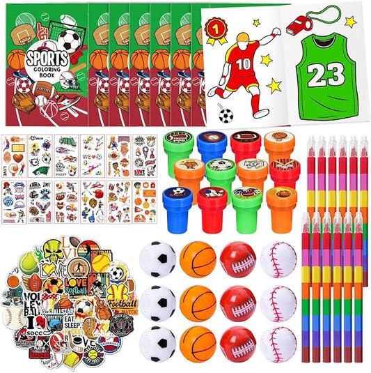 Cinrobiye 72 Pieces Sports Party Favors，Sports Goodie Bags Fillers ，Sports Coloring Book with Crayons，Ball birthday Party Supplies，Sports Games Class Prizes Gift for Classroom Sports School Party