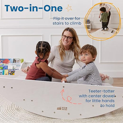 ECR4Kids Rocking Boat and Steps, Play Center, White Wash