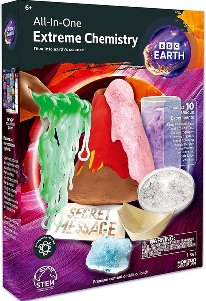 BBC Earth All-in-One Extreme Chemistry, Conduct 10 Science Experiments Including Color Science, Erupting Volcano, Acid & Base Chemistry, Learning & Education Toys, Science Experiments for Kids 6-8