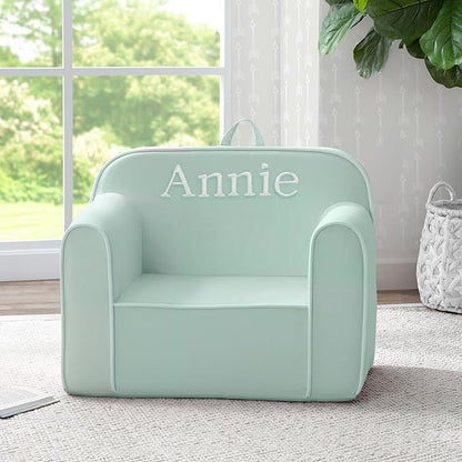 Delta Children Personalized Cozee Chair - Customize with Name – Foam Kids Chair for Ages 18 Months and Up, Sage