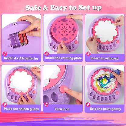 Arts and Crafts for Kids Ages 4-8,Paint Spin Art Machine Kit,Art Craft Set for 6-9 Year Old,Cool Painting Spinner Toys Kits Set,Art Supplies Birthday Gifts for Boy Girl Ages 6 7 8 9 10 11 12 Purple