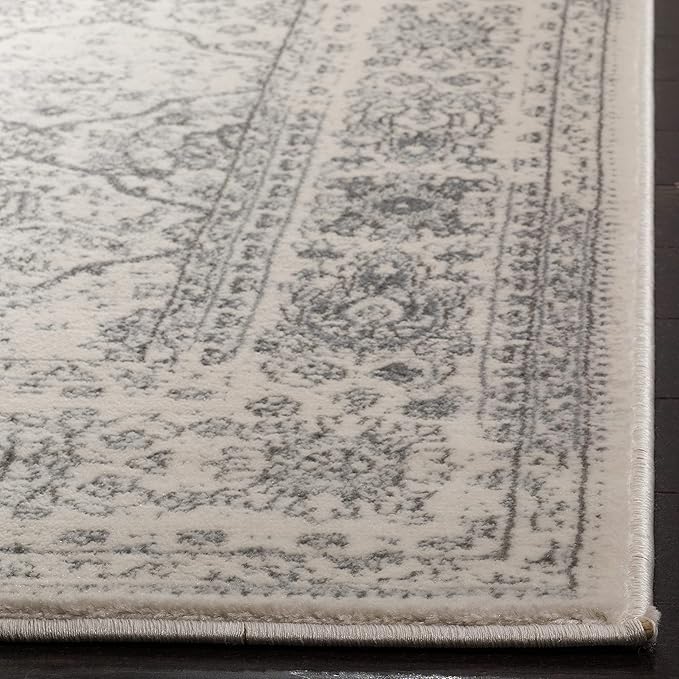 SAFAVIEH Carnegie Collection Runner Rug - 2'3" x 8', Cream & Dark Grey, Vintage Distressed Design, Non-Shedding & Easy Care, Ideal for High Traffic Areas in Living Room, Bedroom (CNG691K)