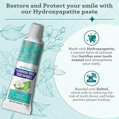 GuruNanda Folding Toothbrush with Built-in Cover & Toothpaste with Hydroxyapatite, Perfect for Travel, Compact & Portable, On-The-go - Soft Bristles & Ergonomic Handle, for Adults & Kids (1 Count)