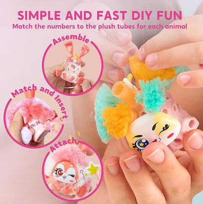 Klever Kits DIY Plush Keychain Making Craft, DIY Arts & Craft Set with 3 Models, Create Your Own Stuffed Keychain for Boys and Girls Ages 6 7 8 9