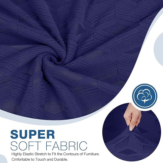 TAOCOCO Oversized Recliner Cover Stretch Recliner Chair Covers, Jacquard Reclining Chair Cover, Furniture Protector Sofa Slipcovers Couch Covers with Elastic Bottom for Kids, Pets (Dark Blue)