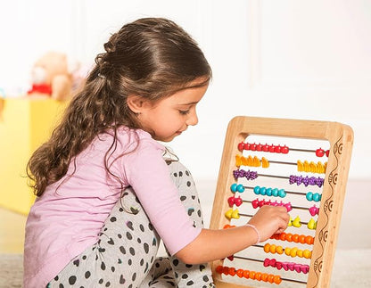 B. toys- Wooden Abacus Toy- Education Toy- Classic Wooden Math Game Toy for Early Childhood Education & Development with 100 Fruit Beads- Two-ty Fruity! -18 months +