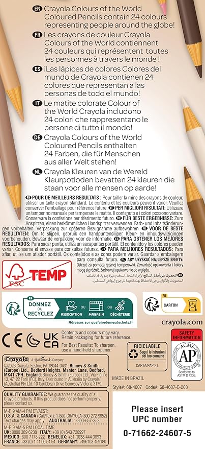 CRAYOLA Colours of The World - Set of 24 Wax Pencils, 24 Felt-Tip Pens, 24 Multicultural Pencils and 1 Album