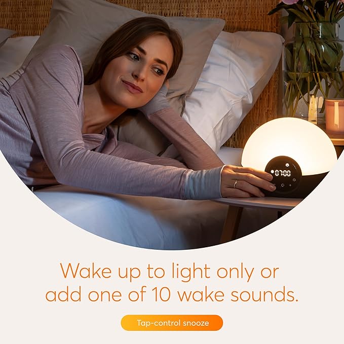 Lumie Bodyclock Glow 150 - Alarm Clock Simulates Sunrise & Sunset - Bedside Lamp with Customizable Light Duration - Wake-Up Light, Night Light & Reading Light - with Warm LEDs