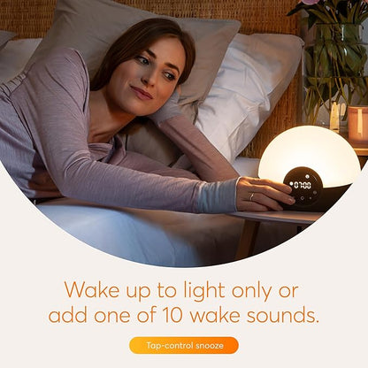 Lumie Bodyclock Glow 150 - Alarm Clock Simulates Sunrise & Sunset - Bedside Lamp with Customizable Light Duration - Wake-Up Light, Night Light & Reading Light - with Warm LEDs