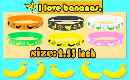 24PCS Banana Rubber Bracelets Silicones Wristbands Fruit Party Themed Birthday Baby Party Favors Supplies Decorations
