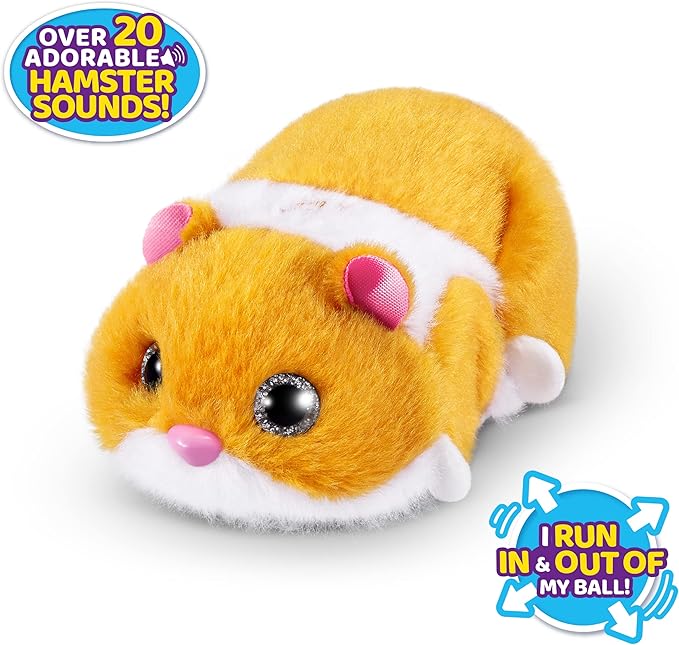 Pets Alive Hamstermania (Orange) by ZURU Hamster, Electronic Pet, 20+ Sounds Interactive, Hamster Ball Toy for Girls and Children