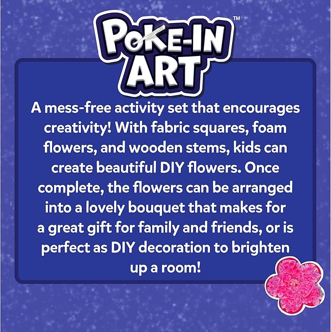 Skillmatics Poke-in Art - Flower Bouquet, DIY Wood Craft Kit, Mother’s Day Gift, Mess-Free Creative Play for Girls and Boys Ages 4, 5, 6, 7, 8, 9, Fine Motor Skills