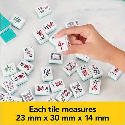 Spin Master Games Legacy Deluxe Mah Jong Classic Game with Two-Toned Tiles and Lined Wood Storage Case, Family Game for 4 Players Ages 8 and up