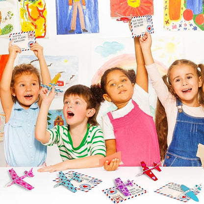 Valentines Day Cards for Kids - 28 Pack Airplane Valentines Day Cards for Kids with Foam Airplanes, Valentines Gifts, Perfect School and Classroom Valentines Day Exchange Gifts