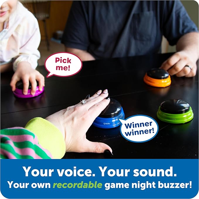 Learning Resources Recordable Answer Buzzers - Classroom Must Haves Supplies, Kids Toys, Sound Effect Button, Family Game Shows For Trivia, Participation Tools Boys and Girls Birthday Gifts