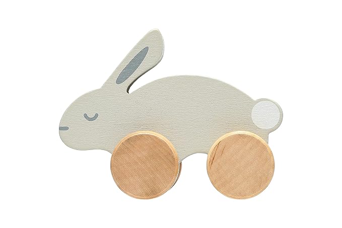 Pearhead Wooden Toy Bunny, Push and Pull Montessori Baby and Toddler Toy, Baby Girl or Baby Boy Nursery Accessory