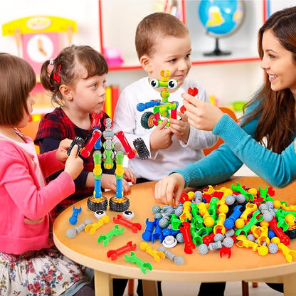 Kids STEM Building Toys for 3 4 5 6 7 8+ Year Old Boy Girl Birthday Gift, 125 Pcs Preschool Classroom Educational Building Blocks Stem Kits Activities Ages 3-5 4-8 5-7 6-8 Engineering Creative Games