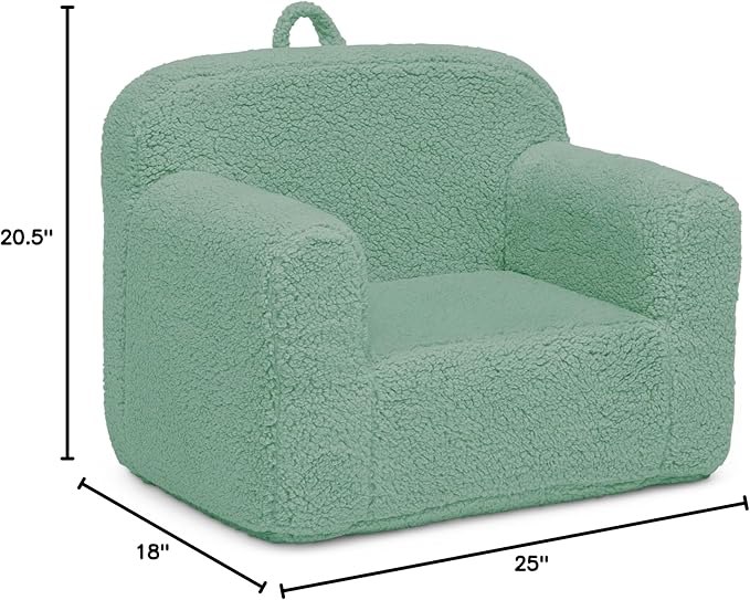 Delta Children Sherpa Cozee Chair - Foam Kids Chair for Ages 18 Months and Up, Sage